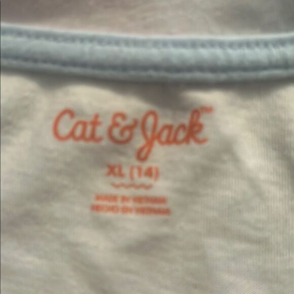 Cat & Jack Pink and White Fitted Cap Sleeve Tee - Picture 2 of 5